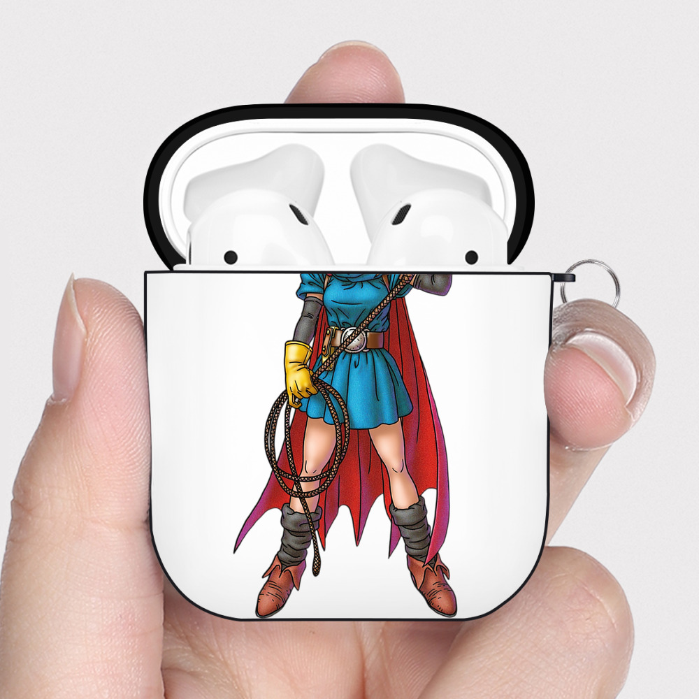 （画像用） ドラゴンクエスト Doragon Kuesuto Dragon Quest AirPods 第2世代保護ケース ハードシェル ブラック 耐衝撃・防指紋・カラビナ付き