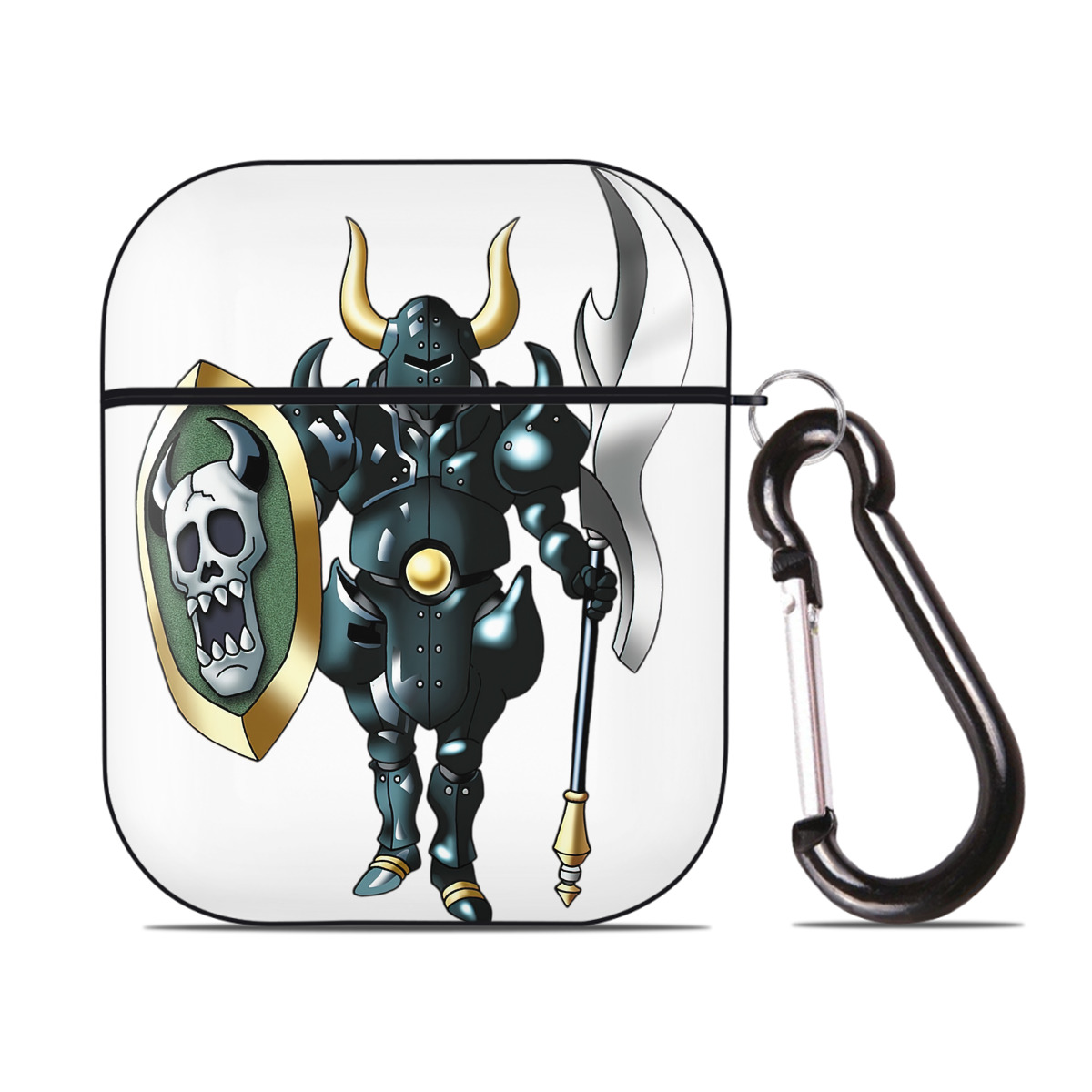 （画像用） ドラゴンクエスト Doragon Kuesuto Dragon Quest AirPods 第2世代保護ケース ハードシェル ブラック 耐衝撃・防指紋・カラビナ付き