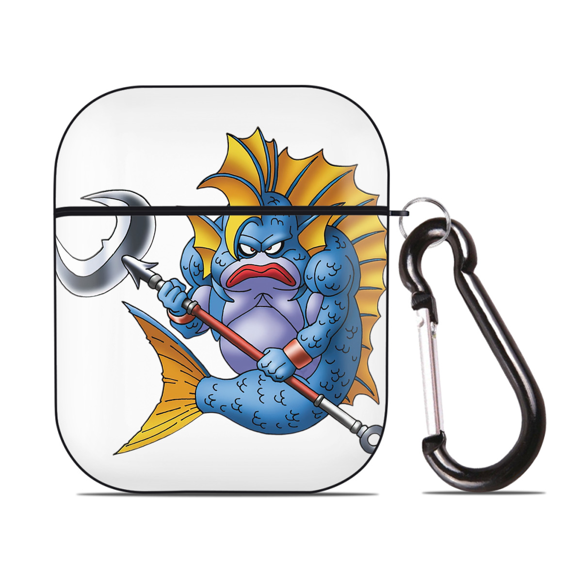 （画像用） ドラゴンクエスト Doragon Kuesuto Dragon Quest AirPods 第2世代保護ケース ハードシェル ブラック 耐衝撃・防指紋・カラビナ付き