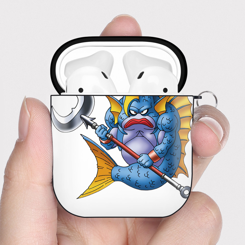 （画像用） ドラゴンクエスト Doragon Kuesuto Dragon Quest AirPods 第2世代保護ケース ハードシェル ブラック 耐衝撃・防指紋・カラビナ付き