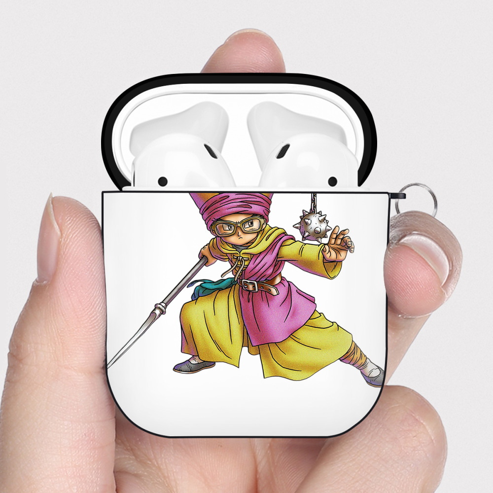 （画像用） ドラゴンクエスト Doragon Kuesuto Dragon Quest AirPods 第2世代保護ケース ハードシェル ブラック 耐衝撃・防指紋・カラビナ付き
