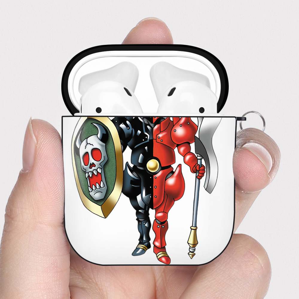 （画像用） ドラゴンクエスト Doragon Kuesuto Dragon Quest AirPods 第2世代保護ケース ハードシェル ブラック 耐衝撃・防指紋・カラビナ付き