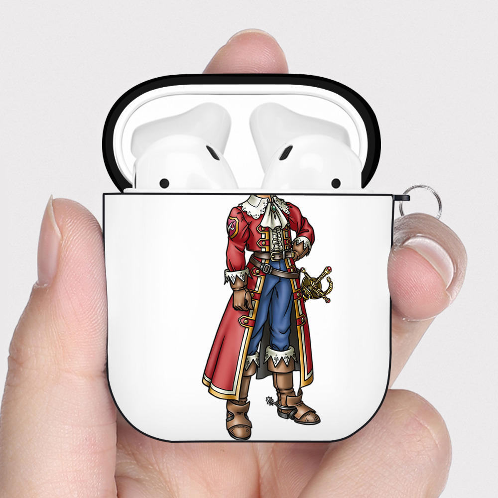 （画像用） ドラゴンクエスト Doragon Kuesuto Dragon Quest AirPods 第2世代保護ケース ハードシェル ブラック 耐衝撃・防指紋・カラビナ付き