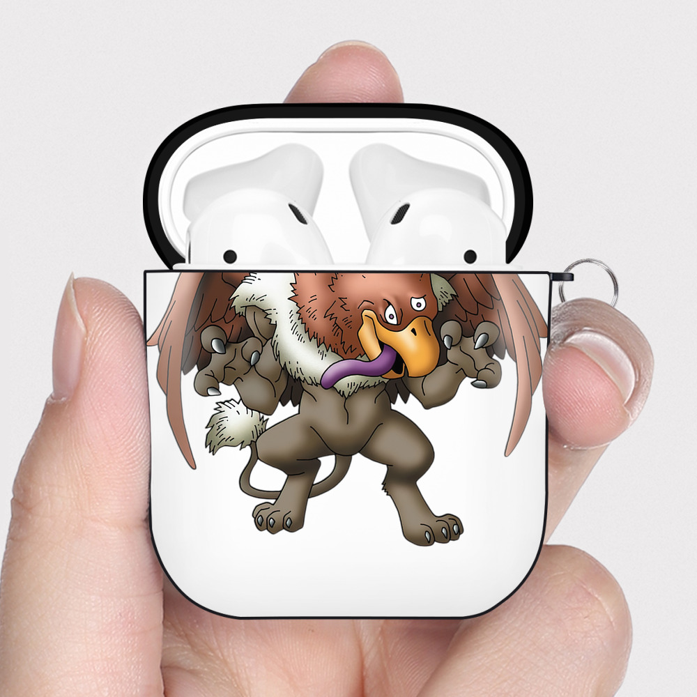 （画像用） ドラゴンクエスト Doragon Kuesuto Dragon Quest AirPods 第2世代保護ケース ハードシェル ブラック 耐衝撃・防指紋・カラビナ付き