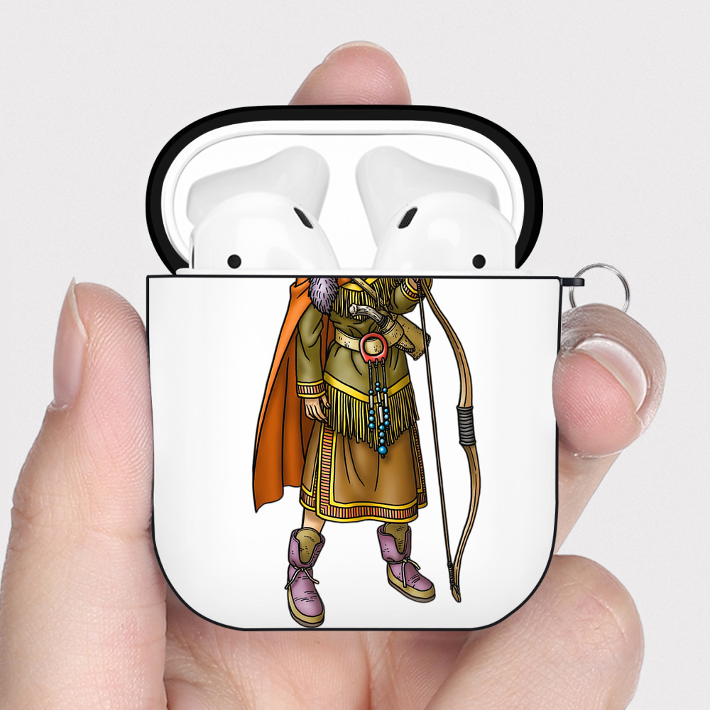 （画像用） ドラゴンクエスト Doragon Kuesuto Dragon Quest AirPods 第2世代保護ケース ハードシェル ブラック 耐衝撃・防指紋・カラビナ付き