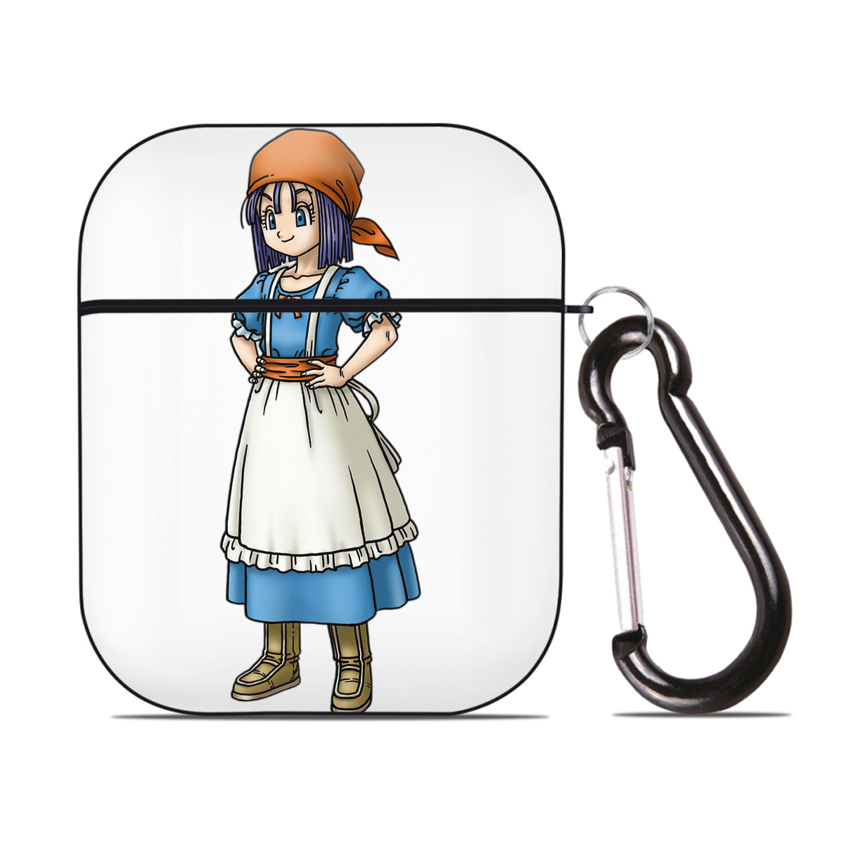 （画像用） ドラゴンクエスト Doragon Kuesuto Dragon Quest AirPods 第2世代保護ケース ハードシェル ブラック 耐衝撃・防指紋・カラビナ付き