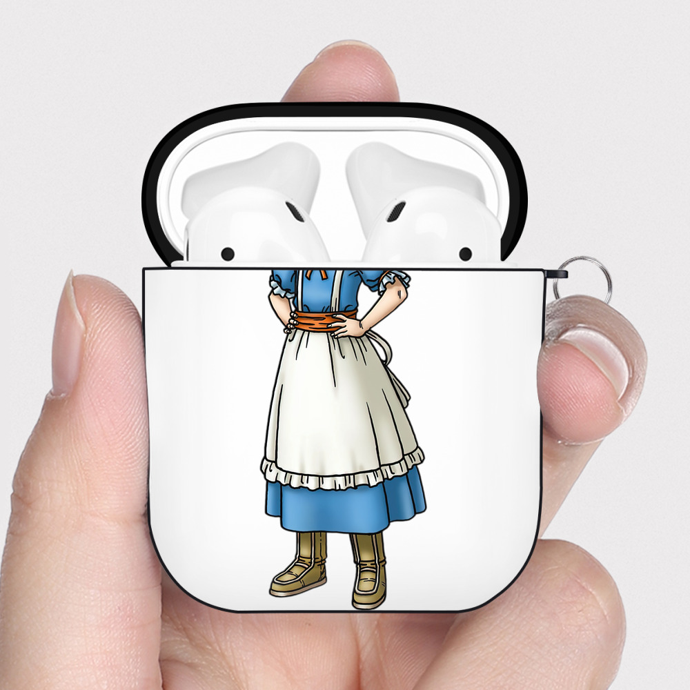（画像用） ドラゴンクエスト Doragon Kuesuto Dragon Quest AirPods 第2世代保護ケース ハードシェル ブラック 耐衝撃・防指紋・カラビナ付き