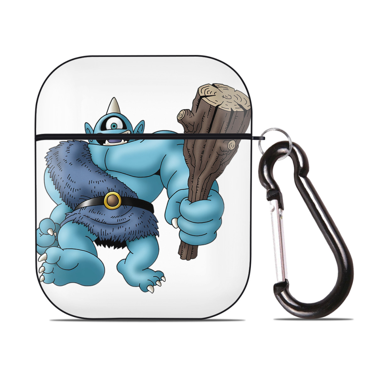 （画像用） ドラゴンクエスト Doragon Kuesuto Dragon Quest AirPods 第2世代保護ケース ハードシェル ブラック 耐衝撃・防指紋・カラビナ付き