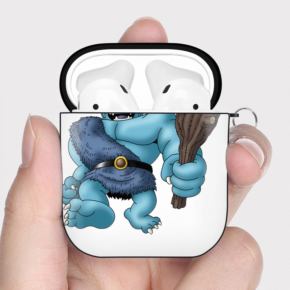 （画像用） ドラゴンクエスト Doragon Kuesuto Dragon Quest AirPods 第2世代保護ケース ハードシェル ブラック 耐衝撃・防指紋・カラビナ付き