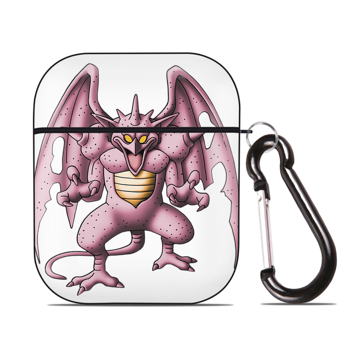 （画像用） ドラゴンクエスト Doragon Kuesuto Dragon Quest AirPods 第2世代保護ケース ハードシェル ブラック 耐衝撃・防指紋・カラビナ付き