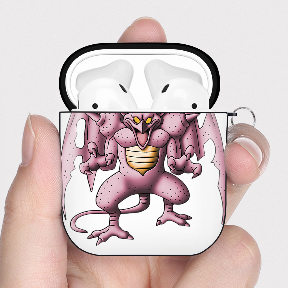 （画像用） ドラゴンクエスト Doragon Kuesuto Dragon Quest AirPods 第2世代保護ケース ハードシェル ブラック 耐衝撃・防指紋・カラビナ付き