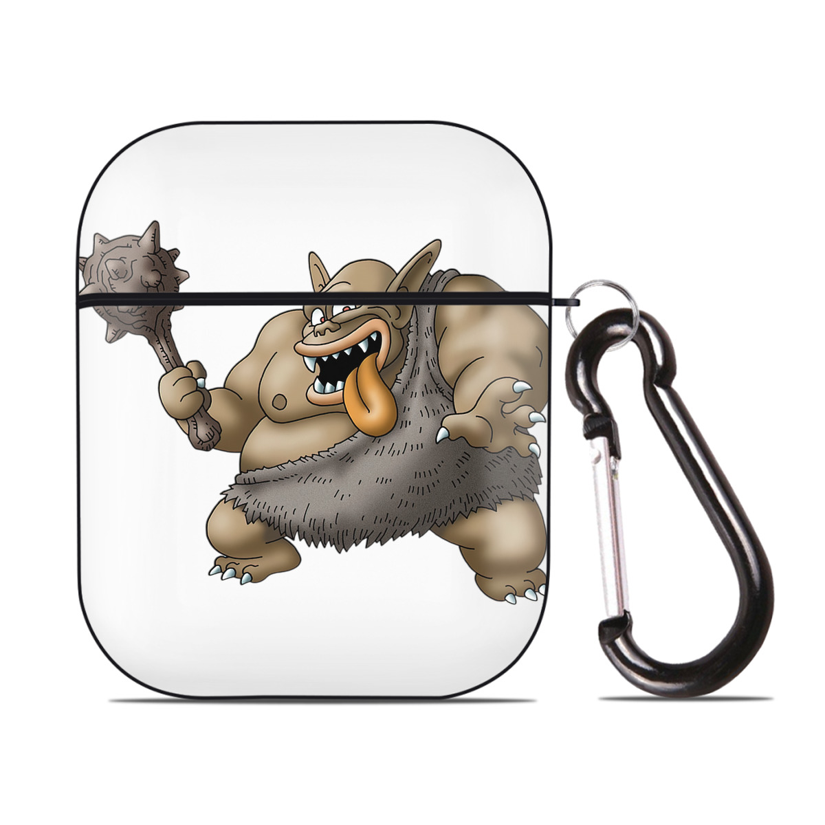 （画像用） ドラゴンクエスト Doragon Kuesuto Dragon Quest AirPods 第2世代保護ケース ハードシェル ブラック 耐衝撃・防指紋・カラビナ付き