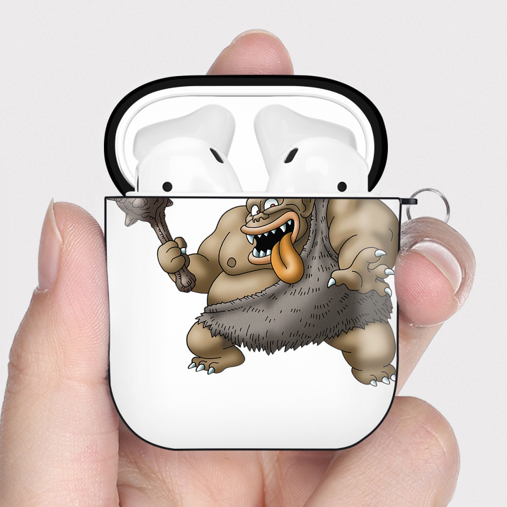 （画像用） ドラゴンクエスト Doragon Kuesuto Dragon Quest AirPods 第2世代保護ケース ハードシェル ブラック 耐衝撃・防指紋・カラビナ付き