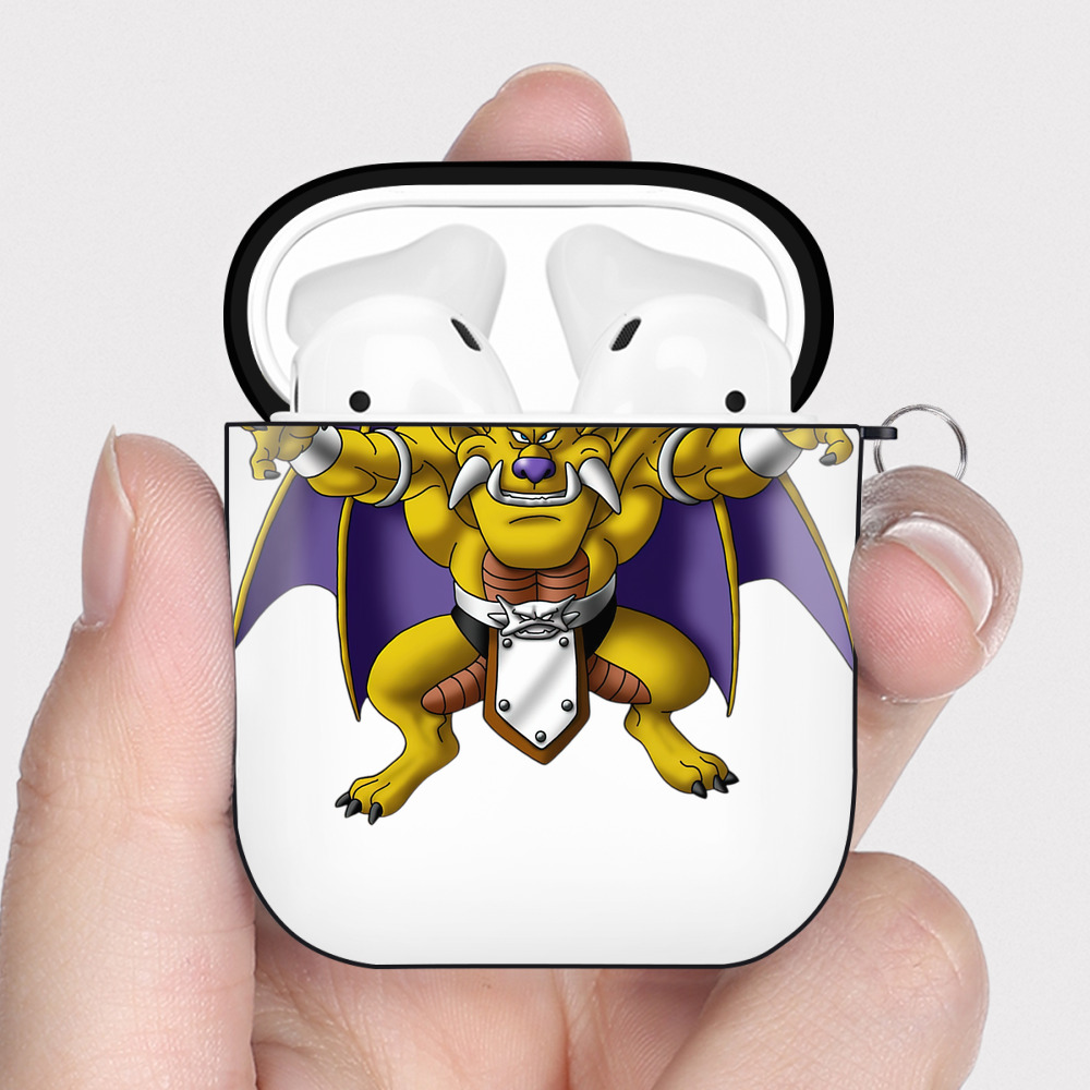 （画像用） ドラゴンクエスト Doragon Kuesuto Dragon Quest AirPods 第2世代保護ケース ハードシェル ブラック 耐衝撃・防指紋・カラビナ付き