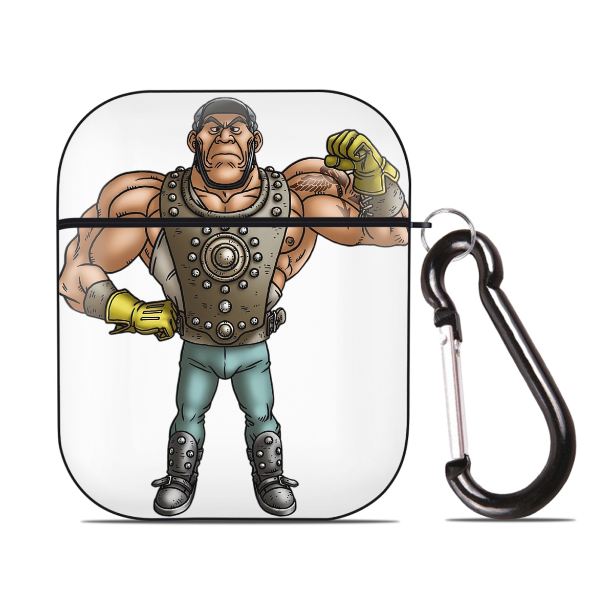 （画像用） ドラゴンクエスト Doragon Kuesuto Dragon Quest AirPods 第2世代保護ケース ハードシェル ブラック 耐衝撃・防指紋・カラビナ付き