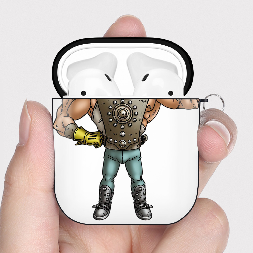 （画像用） ドラゴンクエスト Doragon Kuesuto Dragon Quest AirPods 第2世代保護ケース ハードシェル ブラック 耐衝撃・防指紋・カラビナ付き