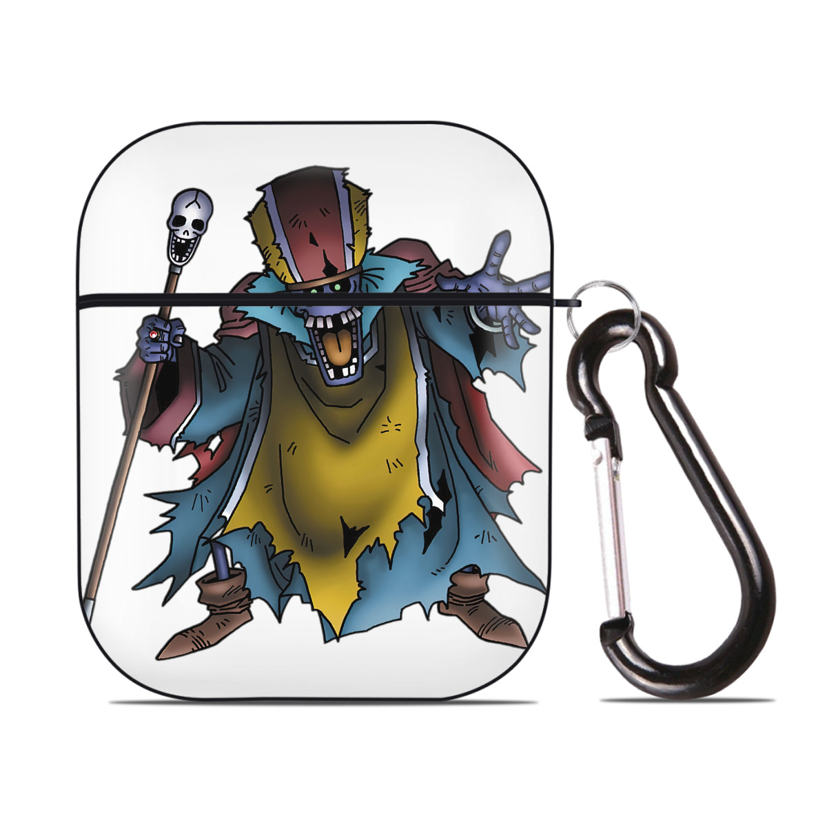 （画像用） ドラゴンクエスト Doragon Kuesuto Dragon Quest AirPods 第2世代保護ケース ハードシェル ブラック 耐衝撃・防指紋・カラビナ付き