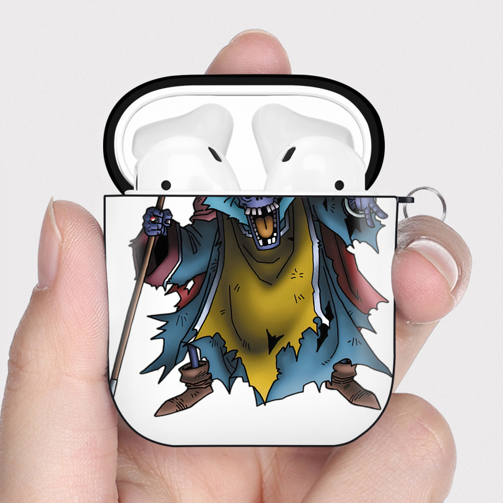 （画像用） ドラゴンクエスト Doragon Kuesuto Dragon Quest AirPods 第2世代保護ケース ハードシェル ブラック 耐衝撃・防指紋・カラビナ付き