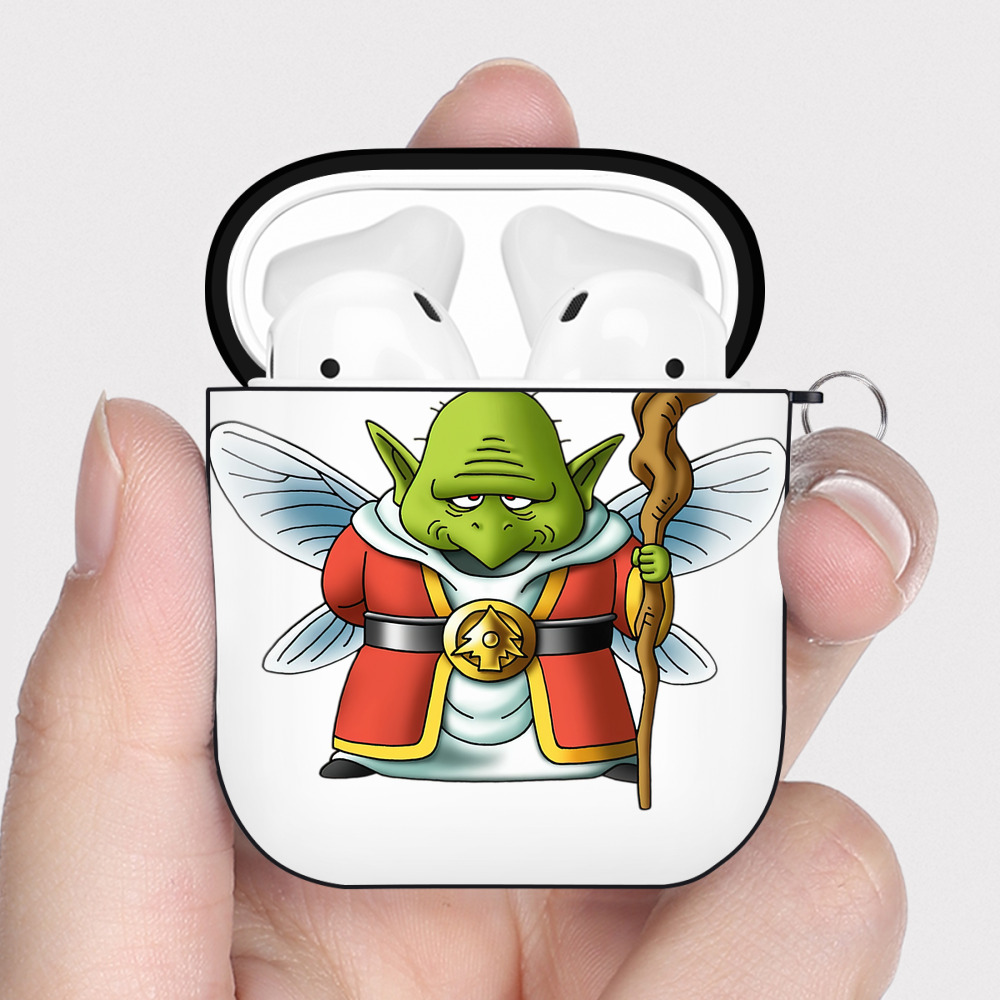 （画像用） ドラゴンクエスト Doragon Kuesuto Dragon Quest AirPods 第2世代保護ケース ハードシェル ブラック 耐衝撃・防指紋・カラビナ付き