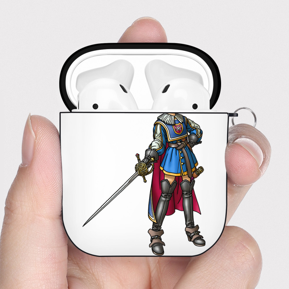 （画像用） ドラゴンクエスト Doragon Kuesuto Dragon Quest AirPods 第2世代保護ケース ハードシェル ブラック 耐衝撃・防指紋・カラビナ付き