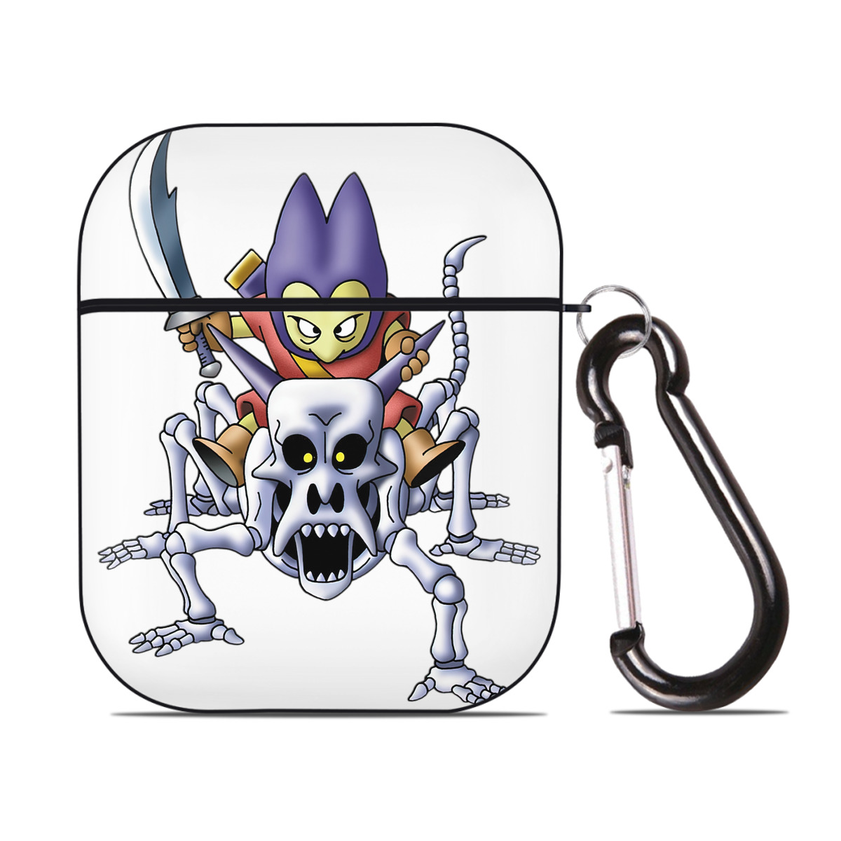 （画像用） ドラゴンクエスト Doragon Kuesuto Dragon Quest AirPods 第2世代保護ケース ハードシェル ブラック 耐衝撃・防指紋・カラビナ付き