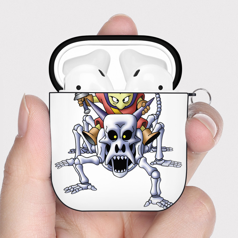 （画像用） ドラゴンクエスト Doragon Kuesuto Dragon Quest AirPods 第2世代保護ケース ハードシェル ブラック 耐衝撃・防指紋・カラビナ付き