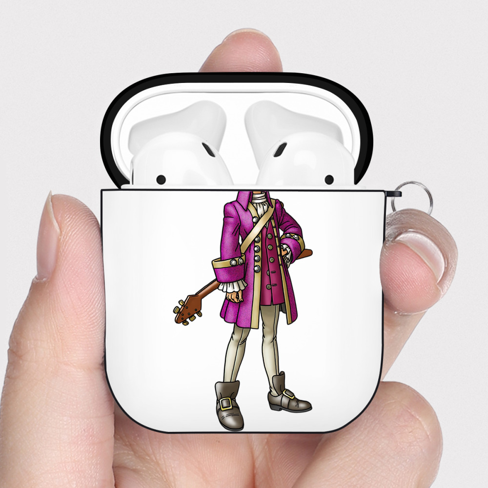 （画像用） ドラゴンクエスト Doragon Kuesuto Dragon Quest AirPods 第2世代保護ケース ハードシェル ブラック 耐衝撃・防指紋・カラビナ付き