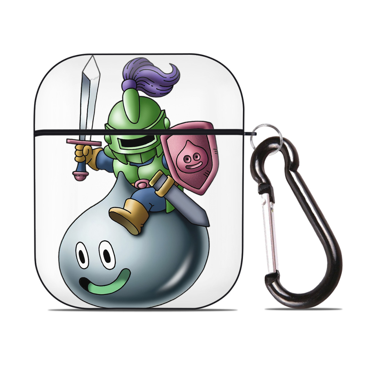 （画像用） ドラゴンクエスト Doragon Kuesuto Dragon Quest AirPods 第2世代保護ケース ハードシェル ブラック 耐衝撃・防指紋・カラビナ付き