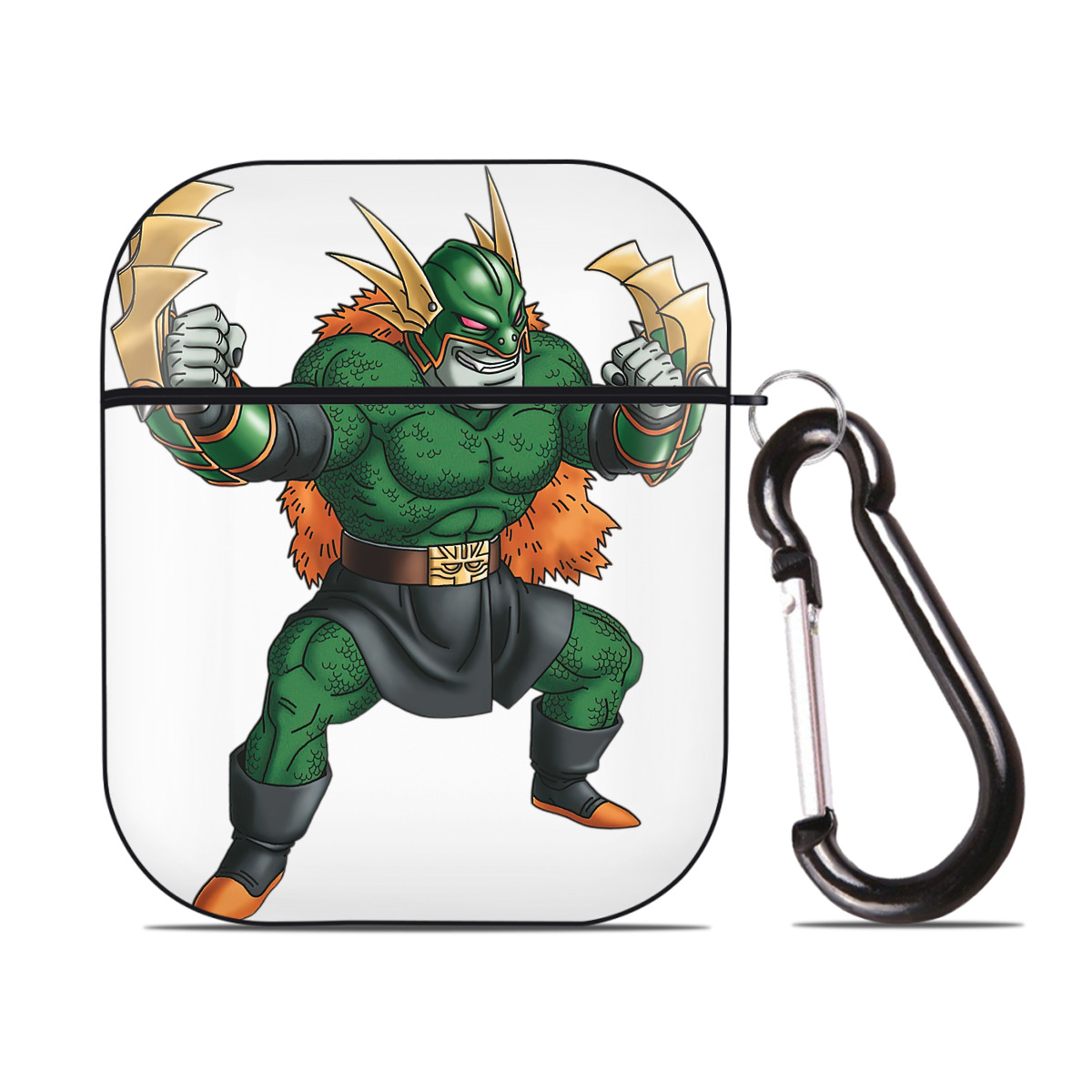 （画像用） ドラゴンクエスト Doragon Kuesuto Dragon Quest AirPods 第2世代保護ケース ハードシェル ブラック 耐衝撃・防指紋・カラビナ付き