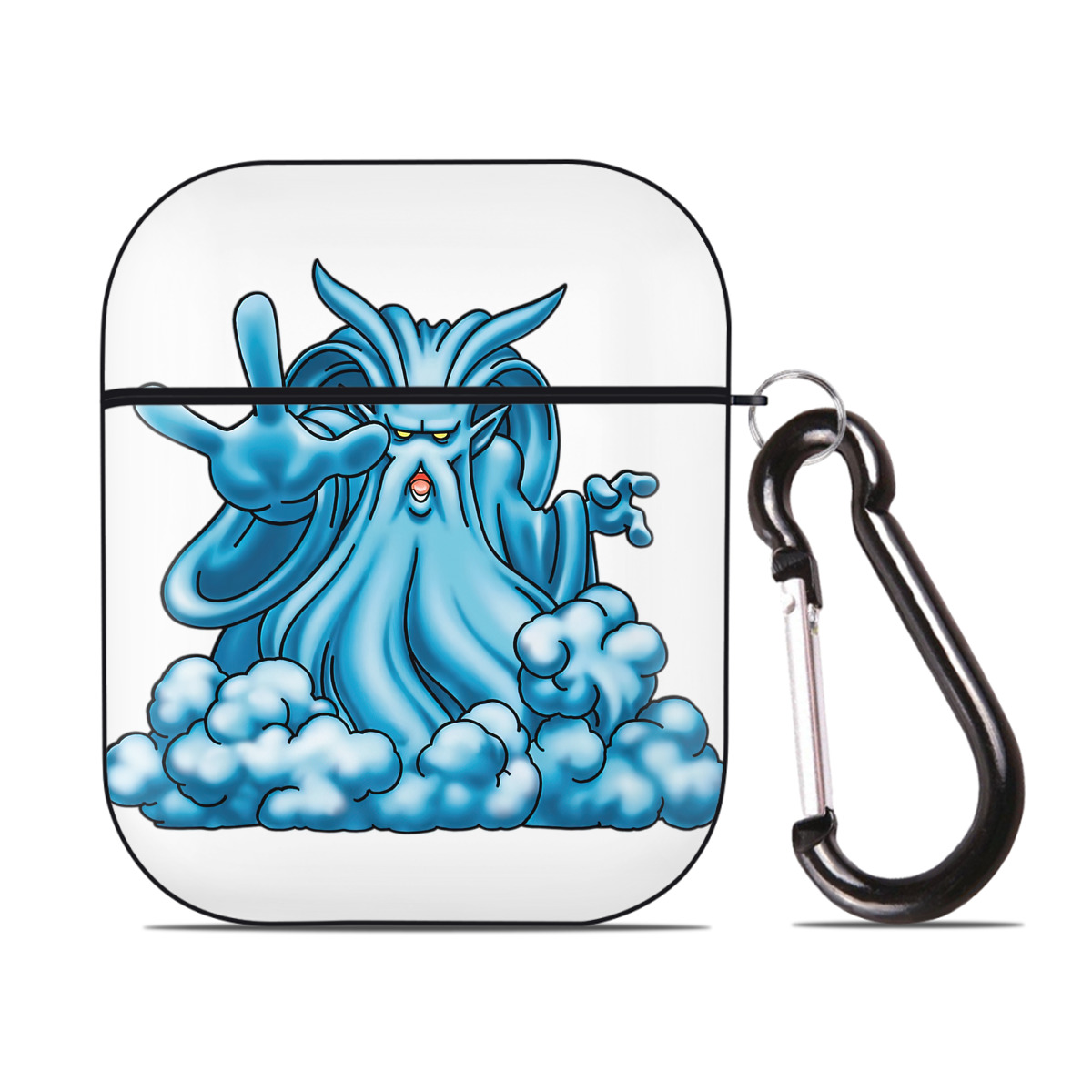 （画像用） ドラゴンクエスト Doragon Kuesuto Dragon Quest AirPods 第2世代保護ケース ハードシェル ブラック 耐衝撃・防指紋・カラビナ付き