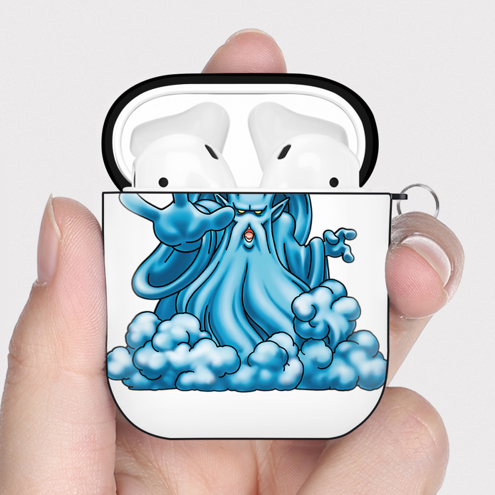 （画像用） ドラゴンクエスト Doragon Kuesuto Dragon Quest AirPods 第2世代保護ケース ハードシェル ブラック 耐衝撃・防指紋・カラビナ付き
