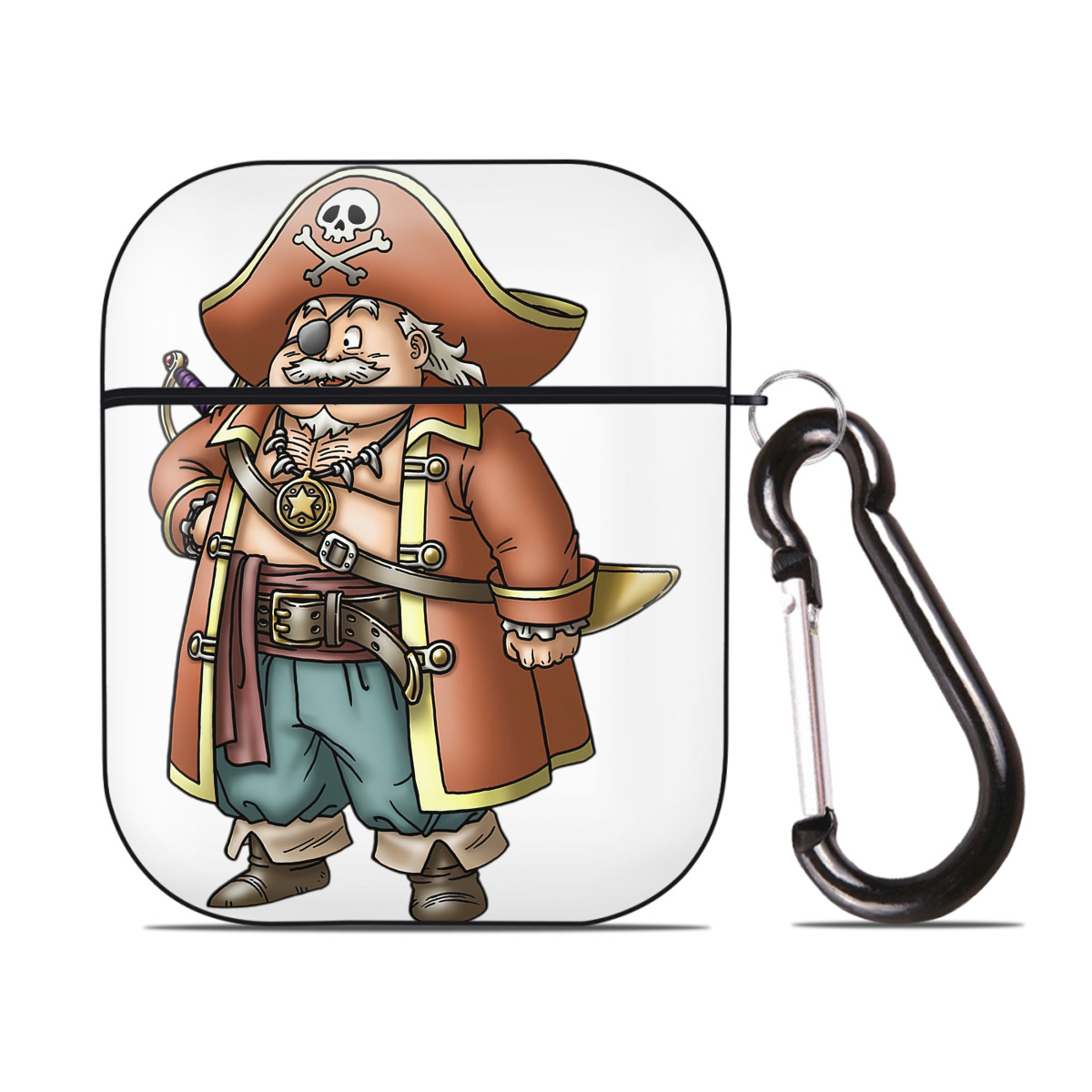 （画像用） ドラゴンクエスト Doragon Kuesuto Dragon Quest AirPods 第2世代保護ケース ハードシェル ブラック 耐衝撃・防指紋・カラビナ付き