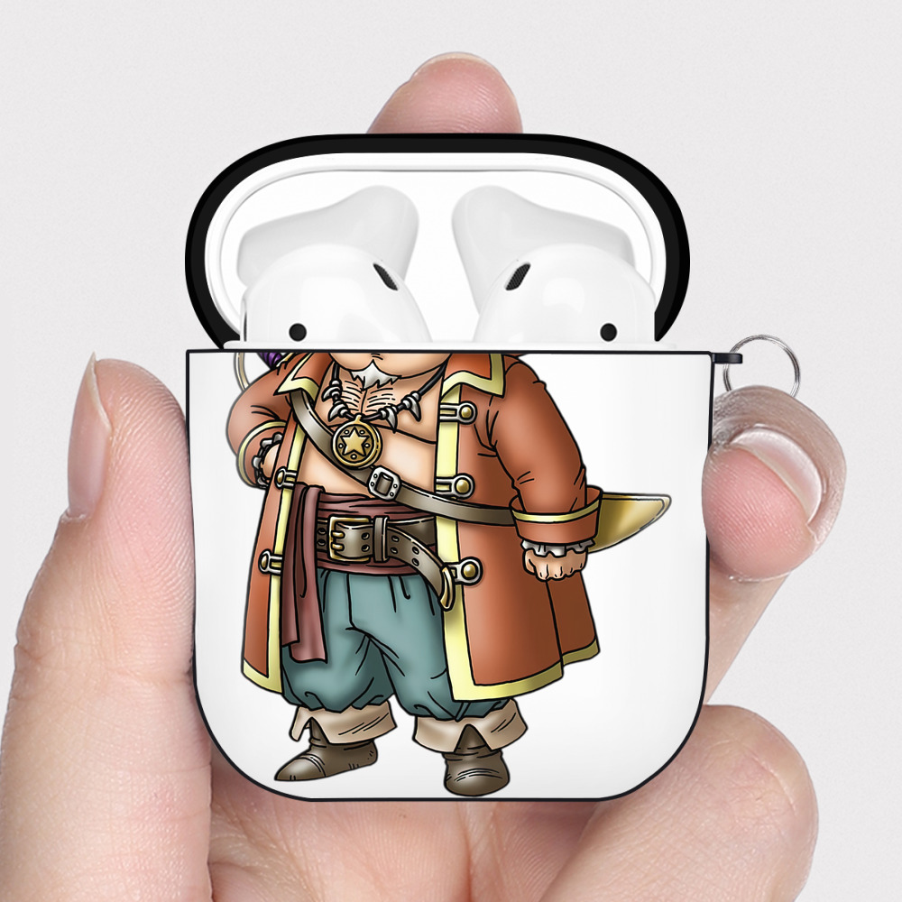 （画像用） ドラゴンクエスト Doragon Kuesuto Dragon Quest AirPods 第2世代保護ケース ハードシェル ブラック 耐衝撃・防指紋・カラビナ付き
