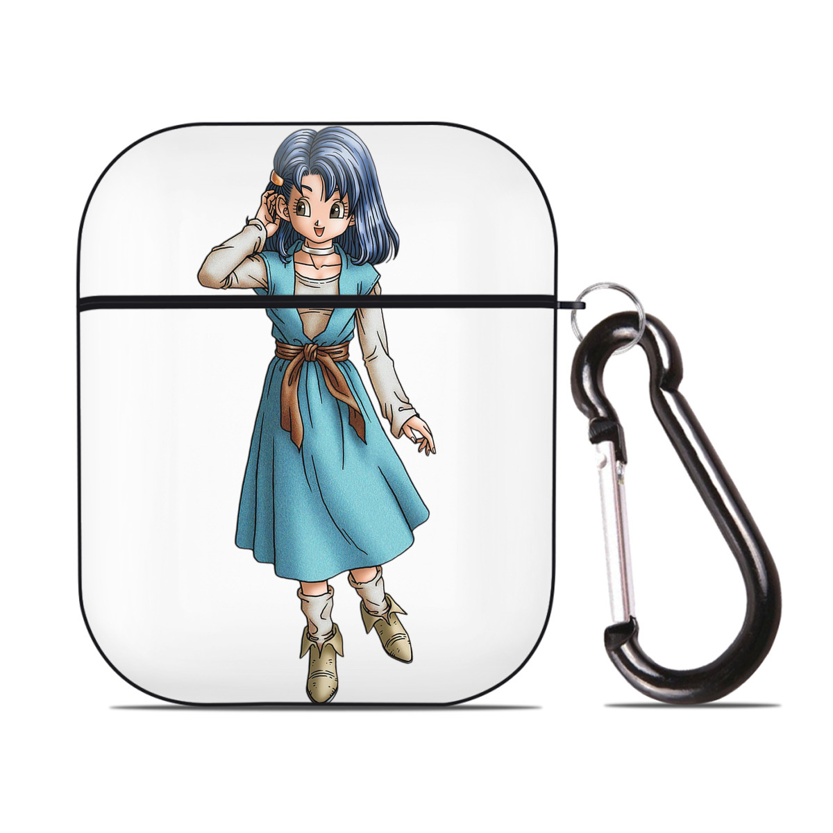 （画像用） ドラゴンクエスト Doragon Kuesuto Dragon Quest AirPods 第2世代保護ケース ハードシェル ブラック 耐衝撃・防指紋・カラビナ付き