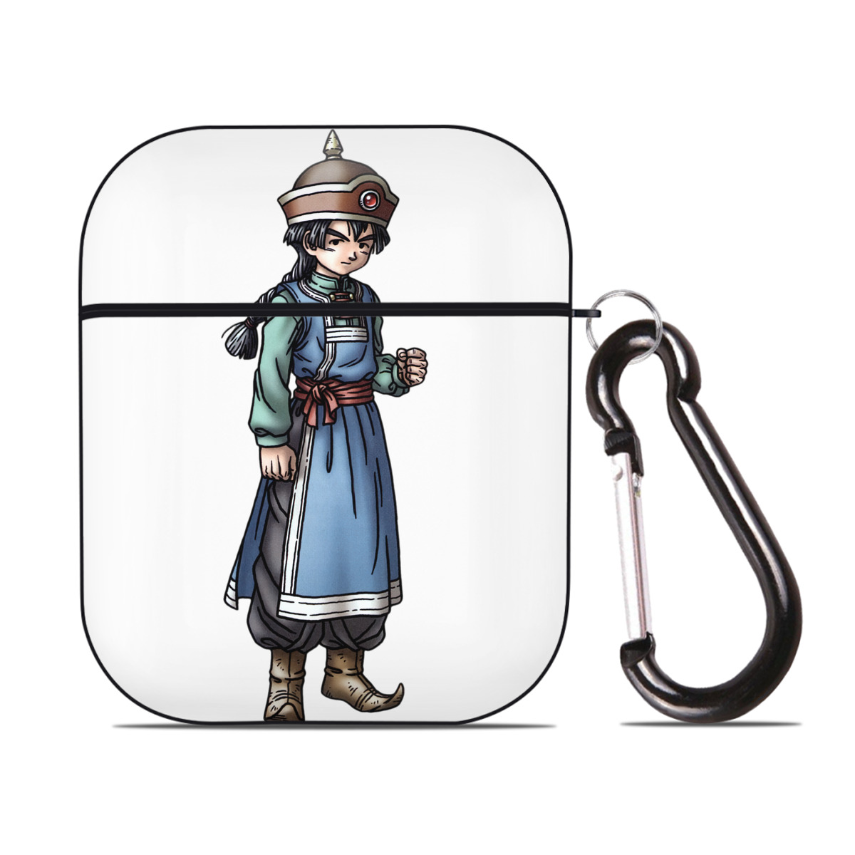 （画像用） ドラゴンクエスト Doragon Kuesuto Dragon Quest AirPods 第2世代保護ケース ハードシェル ブラック 耐衝撃・防指紋・カラビナ付き