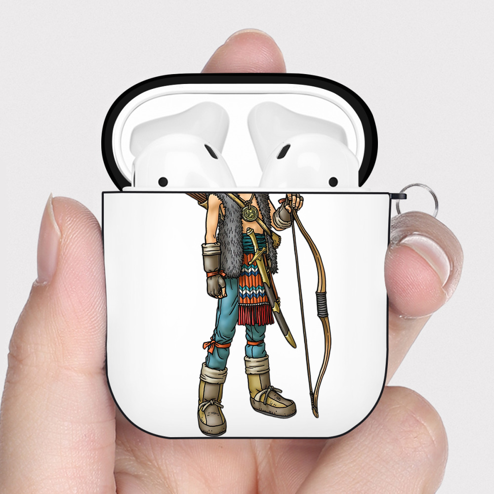 （画像用） ドラゴンクエスト Doragon Kuesuto Dragon Quest AirPods 第2世代保護ケース ハードシェル ブラック 耐衝撃・防指紋・カラビナ付き