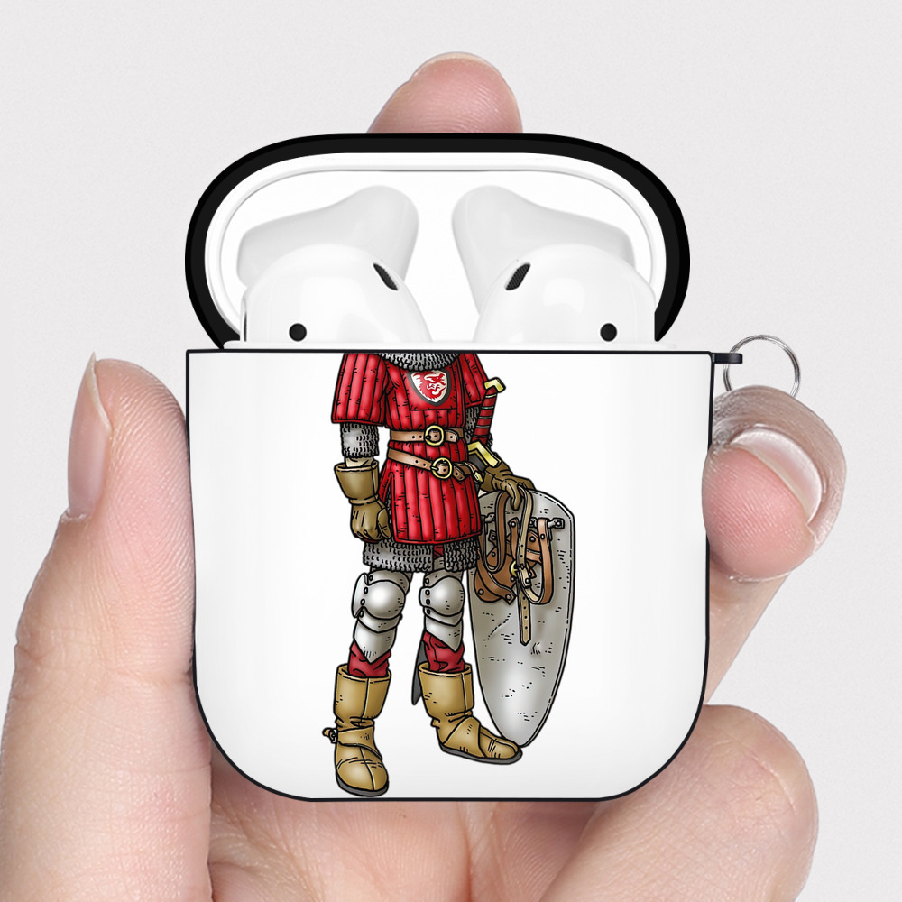 （画像用） ドラゴンクエスト Doragon Kuesuto Dragon Quest AirPods 第2世代保護ケース ハードシェル ブラック 耐衝撃・防指紋・カラビナ付き