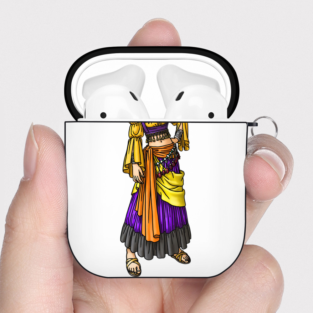 （画像用） ドラゴンクエスト Doragon Kuesuto Dragon Quest AirPods 第2世代保護ケース ハードシェル ブラック 耐衝撃・防指紋・カラビナ付き