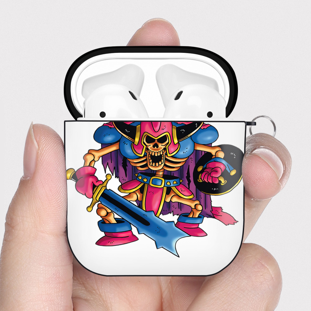 （画像用） ドラゴンクエスト Doragon Kuesuto Dragon Quest AirPods 第2世代保護ケース ハードシェル ブラック 耐衝撃・防指紋・カラビナ付き