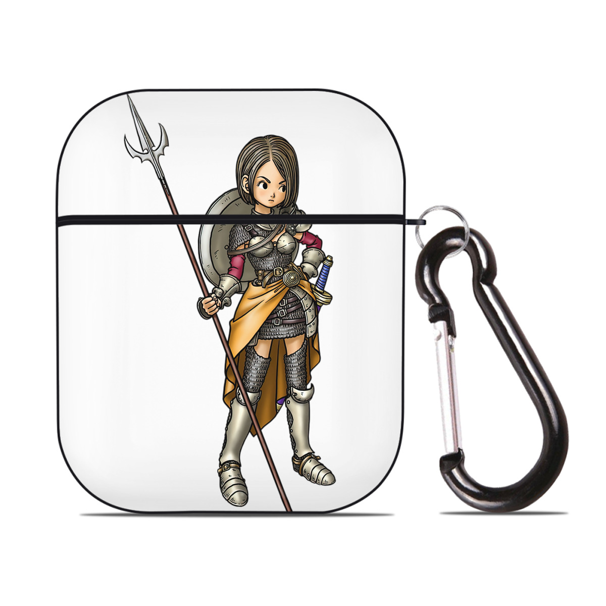 （画像用） ドラゴンクエスト Doragon Kuesuto Dragon Quest AirPods 第2世代保護ケース ハードシェル ブラック 耐衝撃・防指紋・カラビナ付き