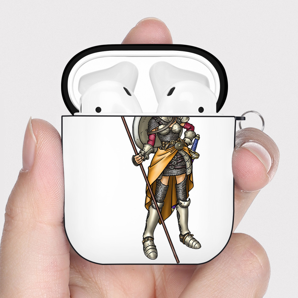 （画像用） ドラゴンクエスト Doragon Kuesuto Dragon Quest AirPods 第2世代保護ケース ハードシェル ブラック 耐衝撃・防指紋・カラビナ付き