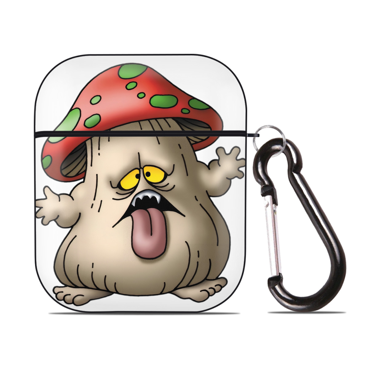 （画像用） ドラゴンクエスト Doragon Kuesuto Dragon Quest AirPods 第2世代保護ケース ハードシェル ブラック 耐衝撃・防指紋・カラビナ付き