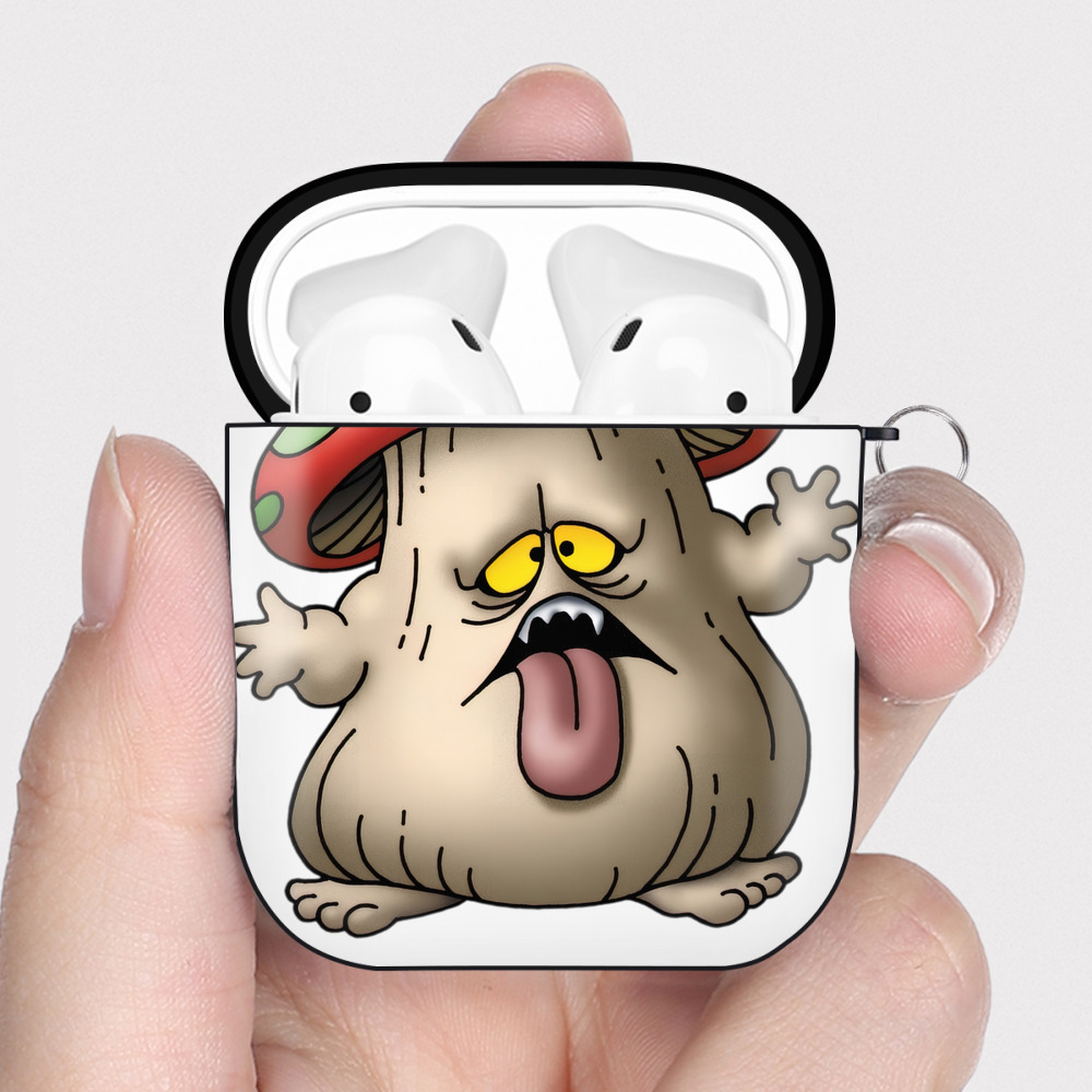 （画像用） ドラゴンクエスト Doragon Kuesuto Dragon Quest AirPods 第2世代保護ケース ハードシェル ブラック 耐衝撃・防指紋・カラビナ付き