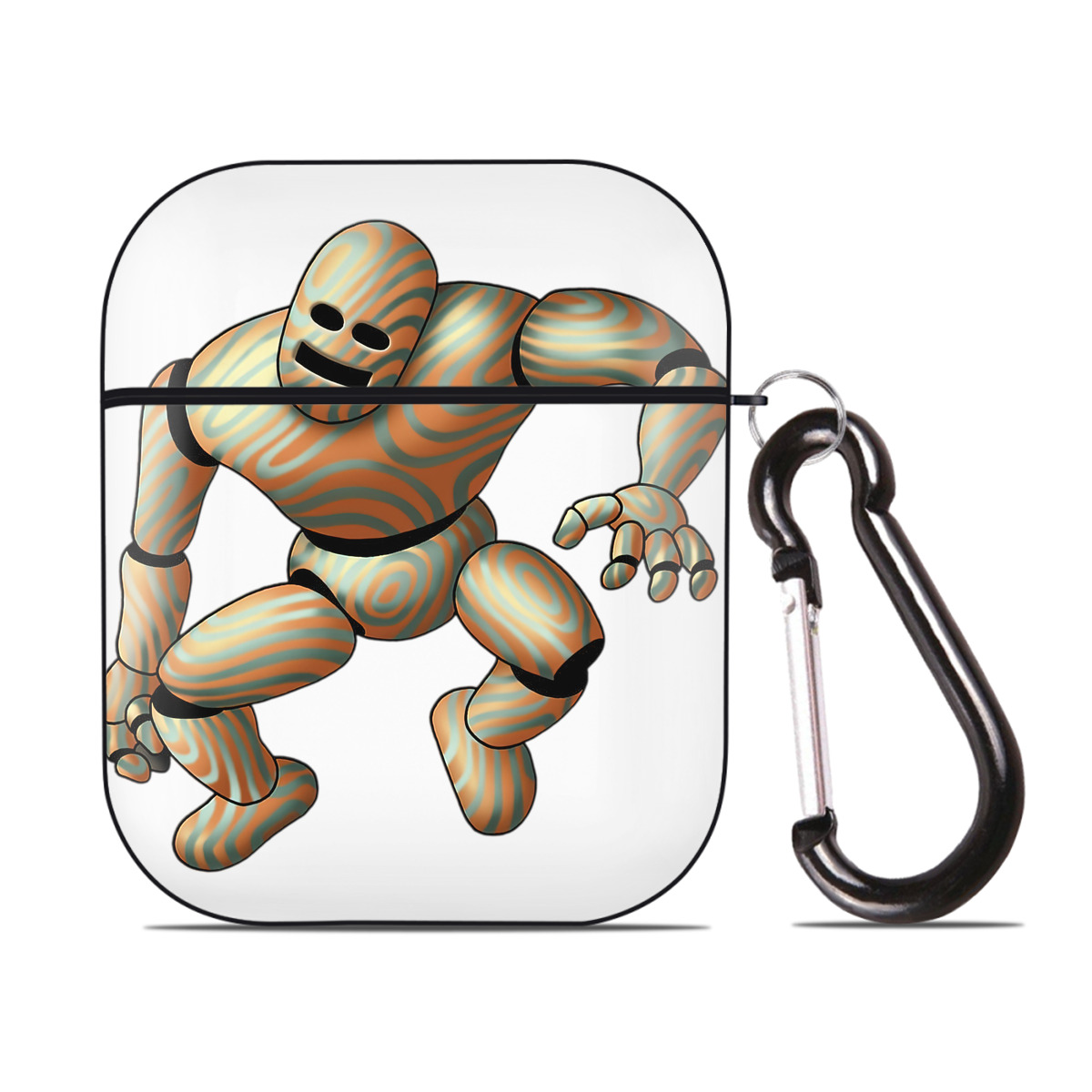 （画像用） ドラゴンクエスト Doragon Kuesuto Dragon Quest AirPods 第2世代保護ケース ハードシェル ブラック 耐衝撃・防指紋・カラビナ付き