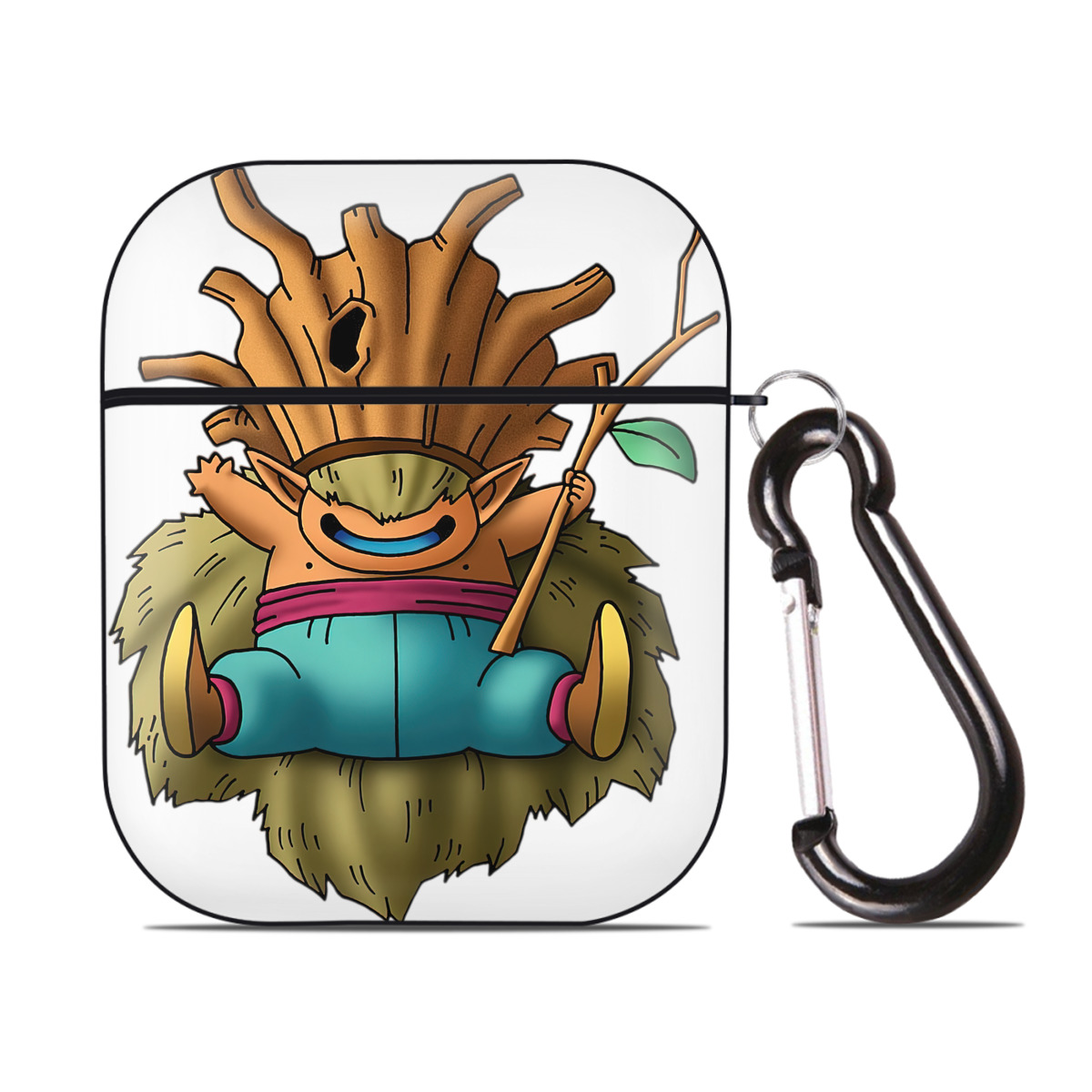 （画像用） ドラゴンクエスト Doragon Kuesuto Dragon Quest AirPods 第2世代保護ケース ハードシェル ブラック 耐衝撃・防指紋・カラビナ付き