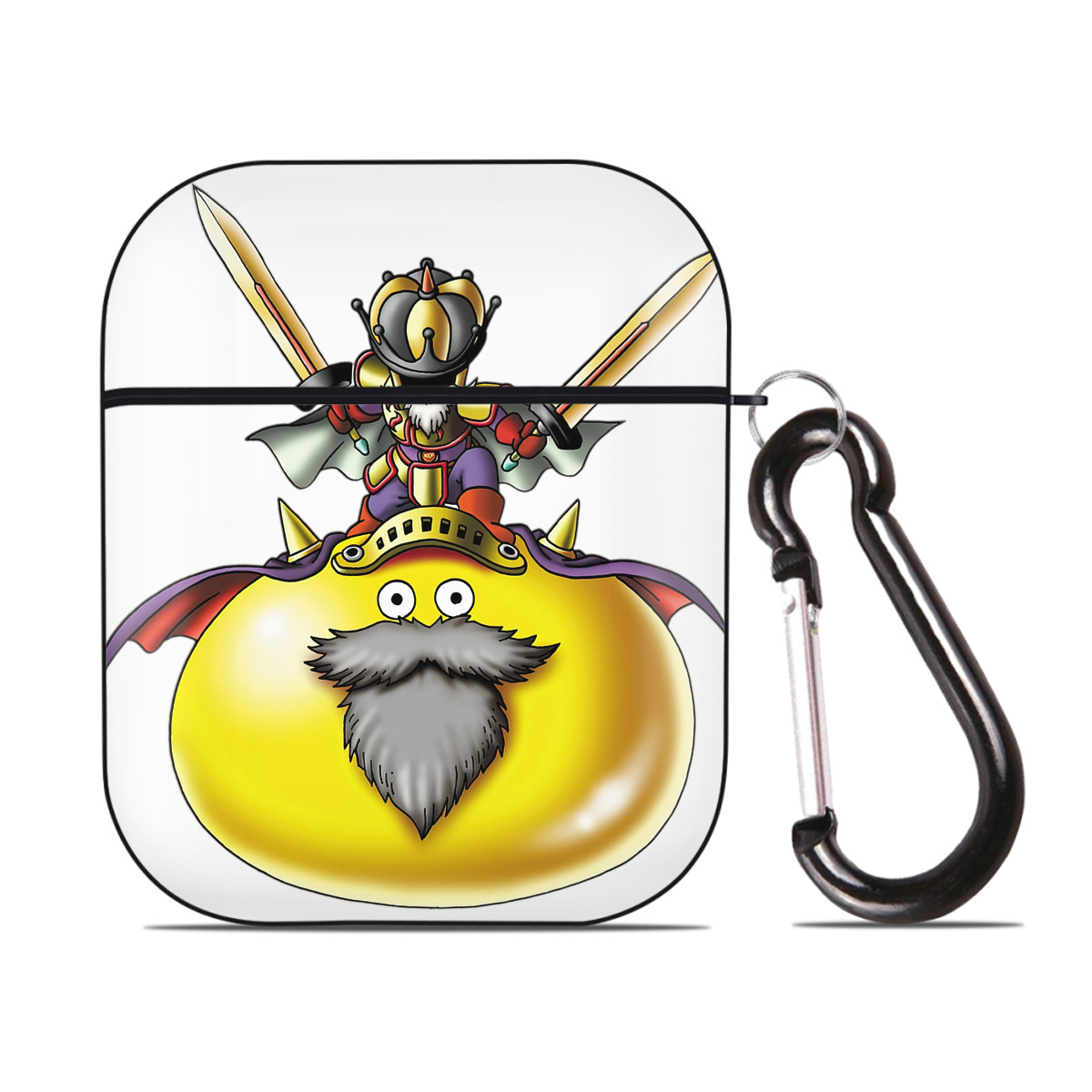（画像用） ドラゴンクエスト Doragon Kuesuto Dragon Quest AirPods 第2世代保護ケース ハードシェル ブラック 耐衝撃・防指紋・カラビナ付き