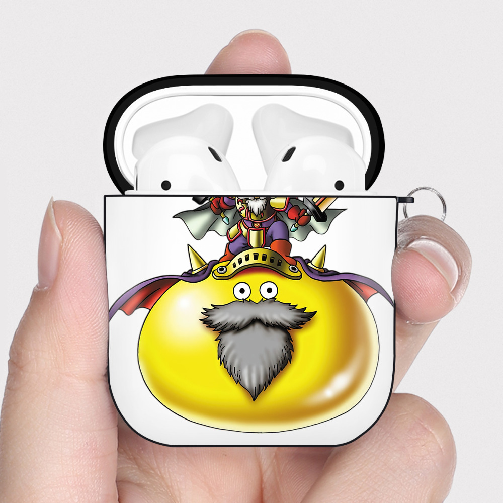 （画像用） ドラゴンクエスト Doragon Kuesuto Dragon Quest AirPods 第2世代保護ケース ハードシェル ブラック 耐衝撃・防指紋・カラビナ付き