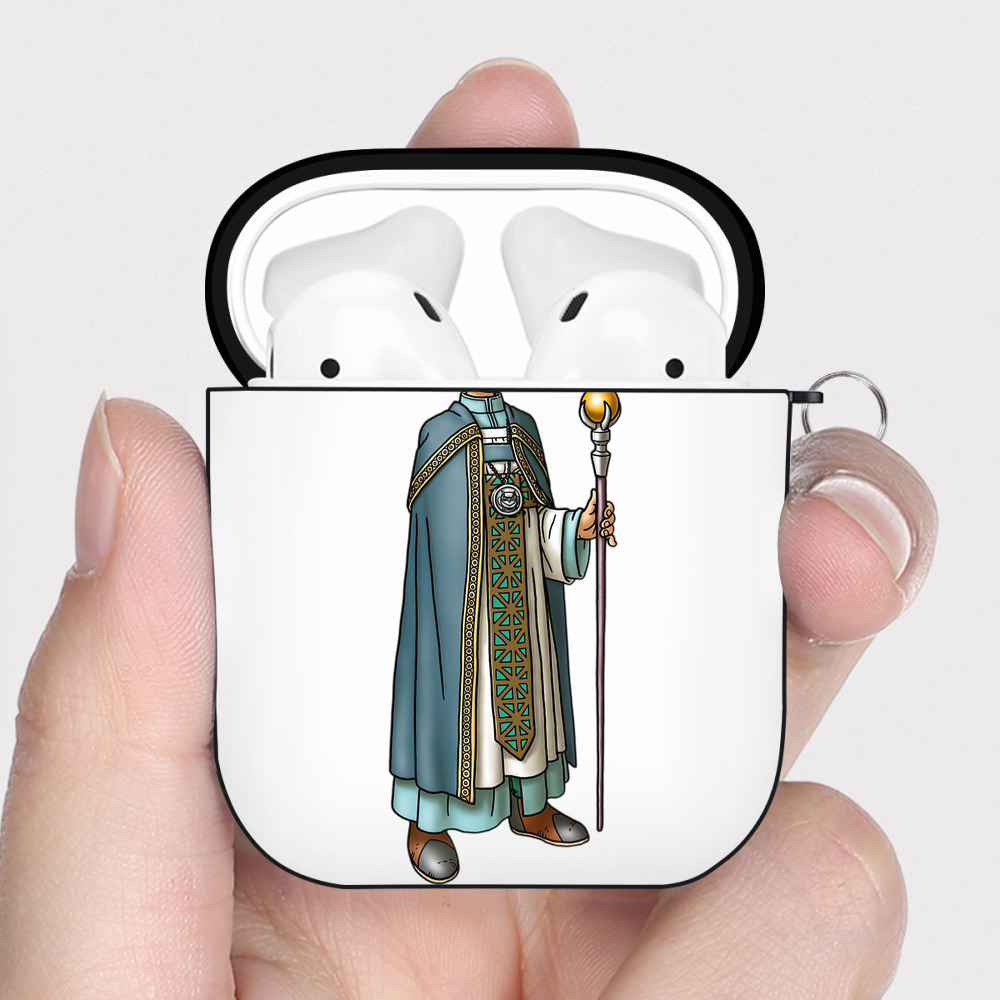 （画像用） ドラゴンクエスト Doragon Kuesuto Dragon Quest AirPods 第2世代保護ケース ハードシェル ブラック 耐衝撃・防指紋・カラビナ付き