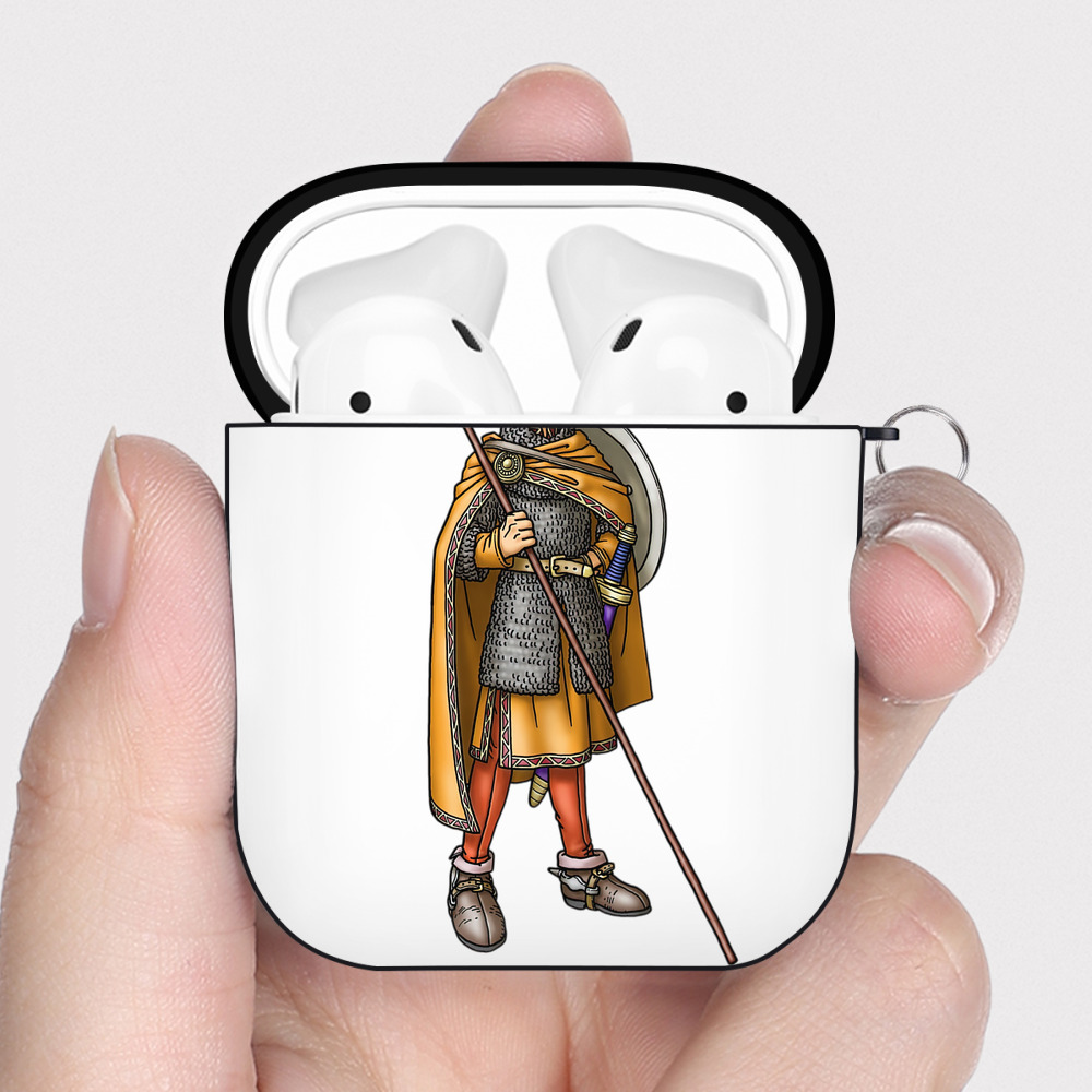 （画像用） ドラゴンクエスト Doragon Kuesuto Dragon Quest AirPods 第2世代保護ケース ハードシェル ブラック 耐衝撃・防指紋・カラビナ付き