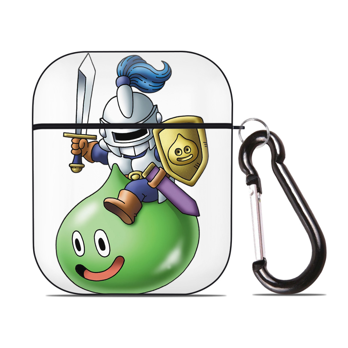 （画像用） ドラゴンクエスト Doragon Kuesuto Dragon Quest AirPods 第2世代保護ケース ハードシェル ブラック 耐衝撃・防指紋・カラビナ付き